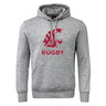 Show your team spirit with the Washington State University Club Hoodie by WRS Canterbury, featuring a bold red cougar logo above "RUGBY" in striking red and a handy front pocket for true club branding.