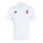 The Washington State University Club Dry Polo by EMB Canterbury is a white, short-sleeve polo with a collar and WSU Rugby logos, featuring Vapodri technology for breathable comfort during every match.