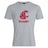 The WRS Canterbury Washington State University Club Plain Tee is a gray cotton blend featuring the maroon cougar logo above bold maroon "RUGBY" lettering.