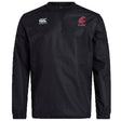 The Washington State University Club Vaposhield Contact Top by EMB Canterbury is a black long-sleeve pullover with Canterbury and WSU rugby logos, featuring Vaposhield technology for enhanced comfort and performance.