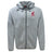 Stay comfortable and stylish in the EMB Canterbury Washington State University Tempo Vapodri Full-Zip Hoodie, featuring a light grey design, hood with drawstrings, red "WSU Rugby" logo, black CCC logo, and moisture-wicking fabric.