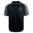 The Washington State University Elite Polo by EMB Canterbury is a black and gray short-sleeve rugby shirt with Vapodri fabric, red WSU Cougars logo, and "RUGBY" text on the left chest.