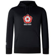 The Roses Rugby Club Lightweight Hoodie by WRS Canterbury features a black design with an embroidered red and white rose emblem and "ROSES RUGBY" text on the front, embodying classic Canterbury style.