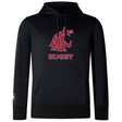 Stay comfortable and stylish in the WRS Canterbury Washington State University Club Lightweight Hoodie, featuring a maroon and white cougar logo with "Rugby" beneath, front pocket, and drawstring hood.