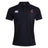 The Washington State University Waimak Polo by EMB Canterbury is a black short-sleeve polo with collar, featuring the Canterbury logo on the left chest and a red WSU Rugby logo on the right. Ideal for fans of classic rugby style.