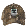 The EMB S&S Activewear Birmingham Steel Rugby Camo Cap in Realtree Extra features an embroidered team logo on the front, delivering a rugged and stylish look.