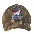 SUNY Maritime Men’s Rugby Realtree Camo Cap featuring an anchor behind a large letter M, with “MARITIME RUGBY” text below it.