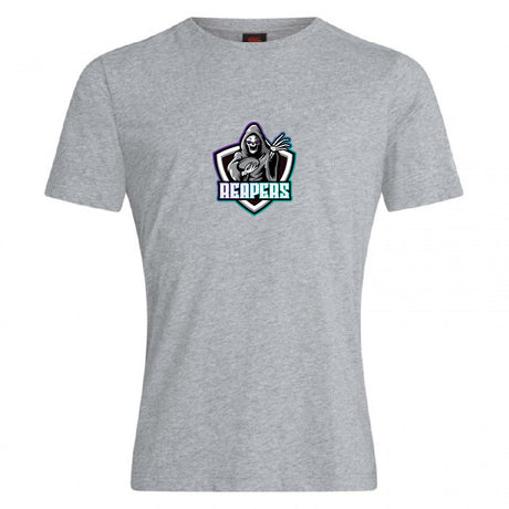 The South Reapers Club Plain Tee by WRS Canterbury features a hooded grim reaper with a scythe and "REAPERS" below, crafted from a premium cotton-heavy blend for comfort and style.