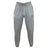 The South Reapers Leisure Sweatpant by EMB Canterbury is crafted from recycled polyester fleece and organic cotton, featuring a light grey color, elastic waistband, drawstring, and two front thigh logos.