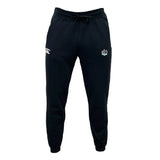 The South Reapers Leisure Sweatpant by EMB Canterbury features organic cotton, a drawstring waistband, side pockets, and two small embroidered logos on the upper thighs.