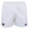 The South Reapers Advantage Rugby Shorts by EMB Canterbury feature an elastic waistband, moisture-wicking fabric for comfort, the Canterbury logo on the left leg, and a team logo on the right leg.