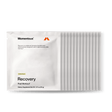 A row of Momentous Recovery 14-Travel Packs from Momentous, featuring vanilla flavor and whey protein for muscle repair, is displayed on a white background.
