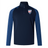 Navy blue quarter-zip long-sleeve sport pullover with a light blue side panel, featuring a Cincinnati Rookie Rugby Elite First Layer badge and EMB Canterbury logo on the chest. Designed with moisture-wicking VapoDri technology, perfect for rugby training.