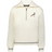 The EMB Augusta Women's Vintage South Africa Heritage Prep Pullover is cream-colored with gray-striped cuffs and hem, featuring a small brown antelope logo and "1891" on the left chest for a classic, vintage look.