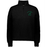 The EMB Augusta Women's Nations of Rugby South Africa Jackson Way Pullover is a black quarter-zip featuring "South Africa Rugby" and a green springbok logo—ideal for rugby supporters.