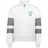 Show your team pride in the EMB Augusta Women's Nations of Rugby South Africa Jackson Way Pullover—a white quarter-zip cropped fleece with grey arm stripes and a green "South Africa Rugby" springbok logo on the chest.