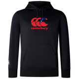 The Canterbury Samoa CCC Club Lightweight Hoodie by WRS Canterbury is a lightweight black hoodie with the iconic logo and bold red text on the front, complete with CCC neck tape for comfort and style.