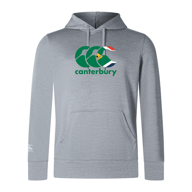 The WRS Canterbury South Africa CCC Club Lightweight Hoodie is a gray polyester hoodie with a large "CCC" logo and "Canterbury" text on the chest. It features a hood and front pocket for comfort and style.