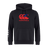 The Canterbury Samoa CCC Flag Club Hoodie by WRS Canterbury features a sleek black design, a red Canterbury logo with a star accent on the chest, and a white logo on the left sleeve.