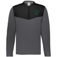The EMB Augusta Nations of Rugby South Africa Sideline Grid 1/4 Zip Pullover features a gray and black fleece design with "South Africa Rugby" and a green springbok logo on the left chest.