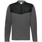 The EMB Augusta Nations of Rugby South Africa Sideline Grid 1/4 Zip Pullover features a gray and black fleece design with "South Africa Rugby" and a green springbok logo on the left chest.