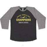This South Africa RWC 23 Champions Baseball Tee by WRS LAT commemorates the Rugby World Cup victory of South Africa, known as the Springboks rugby. Representing the extraordinary accomplishment of securing the title, this tee proudly showcases the team's success.