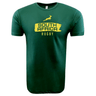Green cotton fabric Nations of Rugby South Africa Brush Stroke Supersoft Tee 24 with WRS LAT logo and a silhouette of a rugby player.