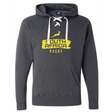 Gray hooded sweatshirt featuring a Nations of Rugby South Africa Brush Stroke Hockey Hoodie 24 logo by WRS Alpha Broder.