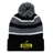The EMB Augusta Nations of Rugby South Africa Brush Stroke Hooped Pom-Pom Beanie features black and gray stripes, a pom-pom top, and a "South Africa Rugby" logo—perfect for any Springboks fan.