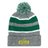 The EMB Augusta Nations of Rugby South Africa Brush Stroke Hooped Pom-Pom Beanie features gray, green, and white knit with a top pom-pom and "South Africa Rugby" embroidered in yellow—a perfect supporter accessory.