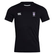 Black St. Augustine High School Club Dry Tee by EMB Canterbury, showcasing Vapodri Technology for efficient quick drying and breathability. It features white logos on the chest: "CCC Canterbury" on the left and "Saints Rugby" with a crest on the right.