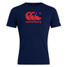This WRS Canterbury Samoa CCC Flag Club T-shirt, in navy blue, showcases a striking red Canterbury Kiwi Logo with "canterbury" text. Made from a soft cotton blend, it's perfect for comfort and style.