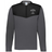 The EMB Augusta Nations of Rugby Samoa Sideline Grid 1/4 Zip Pullover is a grey and black fleece with "SAMOA RUGBY" and a rugby ball logo in white on the left chest—ideal for passionate rugby fans.