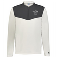 The EMB Augusta Nations of Rugby Samoa Sideline Grid 1/4 Zip Pullover features a dark gray upper and white lower section with "SAMOA RUGBY" text and logo on the left chest—ideal for Samoa rugby fans.