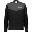 The EMB Augusta Nations of Rugby South Africa Swoosh Sideline Grid 1/4 Zip Pullover is a black and grey long-sleeve pullover with a yellow "South Africa Rugby" logo on the left chest.