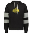 Show your team pride with the Nations of Rugby South Africa Swoosh Jackson Way Hoodie by WRS Augusta, featuring black fabric, grey sleeve stripes, and bold yellow "South Africa Rugby" lettering—ideal for every fan.