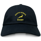 Nations of Rugby South Africa Dad Cap 24 by EMB Alpha Broder with South Africa rugby logo embroidered design in yellow.