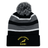 Black and grey striped Nations of Rugby South Africa Hooped Pom-Pom Beanie 24 with an embroidered "South Africa rugby" logo by EMB Augusta.