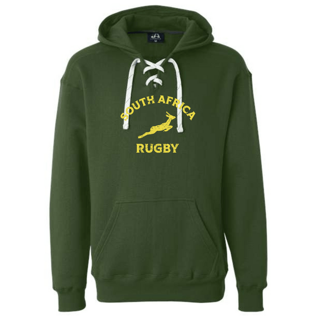 Nations of Rugby South Africa Rugby Hockey hoodie 24 with WRS Alpha Broder logo, yellow map graphic, and made of ringspun cotton.