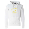 White Nations of Rugby South Africa Rugby Hockey Hoodie 24 made of ringspun cotton with South Africa Rugby logo and a yellow springbok graphic by WRS Alpha Broder.