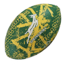 The Rhino South Africa Springboks Graffiti Ball is a green and yellow rugby ball featuring the white springbok logo and "Springboks" printed on it.