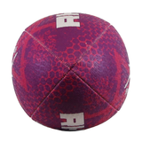 The Rhino South Africa Springboks Graffiti Ball by Rhino features a red and purple stitched rubber design with textured panels and bold white block letters, bringing vibrant style to your rugby game.