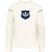 The WRS Augusta Scotland Heritage Prep Vintage Shield Hoodie is a white sweatshirt with a navy crest featuring a thistle and "1871" on the front, plus light grey sleeve stripes for a classic touch.