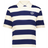 The EMB Augusta Women's Vintage Scotland Prep Street Rugby Crop showcases wide navy and white stripes, a small embroidered crest, and "1871" on the left chest for a classic prep look with modern style.