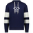 The WRS Augusta Nations of Rugby Scotland Jackson Way Hoodie features a navy blue design, white drawstrings, white and navy striped sleeves, and "Scotland Rugby" with a thistle emblem on the chest.