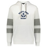 The WRS Augusta Nations of Rugby Scotland Jackson Way Hoodie features grey sleeve bands, a front pocket, cozy hood, and displays the Scotland Rugby logo with a thistle and bold navy text on the chest.