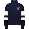 The EMB Augusta Women's Nations of Rugby Scotland Jackson Way Pullover features white sleeve stripes and a "Scotland Rugby" chest logo—ideal for women's rugby fans.