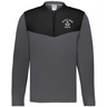 The EMB Augusta Nations of Rugby Scotland Sideline Grid 1/4 Zip Pullover is a gray and black long-sleeve shirt with a "Scotland Rugby" logo and thistle emblem—ideal apparel for any rugby supporter.