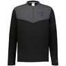 The EMB Augusta Nations of Rugby Scotland Sideline Grid 1/4 Zip Pullover features a black body, gray yoke, quarter-zip collar, and "Scotland Rugby" chest logo—perfect for any rugby fan's apparel collection.