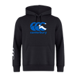 The Canterbury Scotland CCC Flag Club Hoodie by WRS Canterbury is crafted from premium sweatshirt fleece, featuring a blue and white "Canterbury" logo on the chest and a white design on the right sleeve.